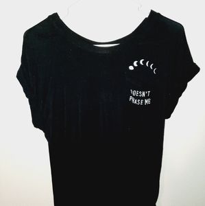 Large black t-shirt with words